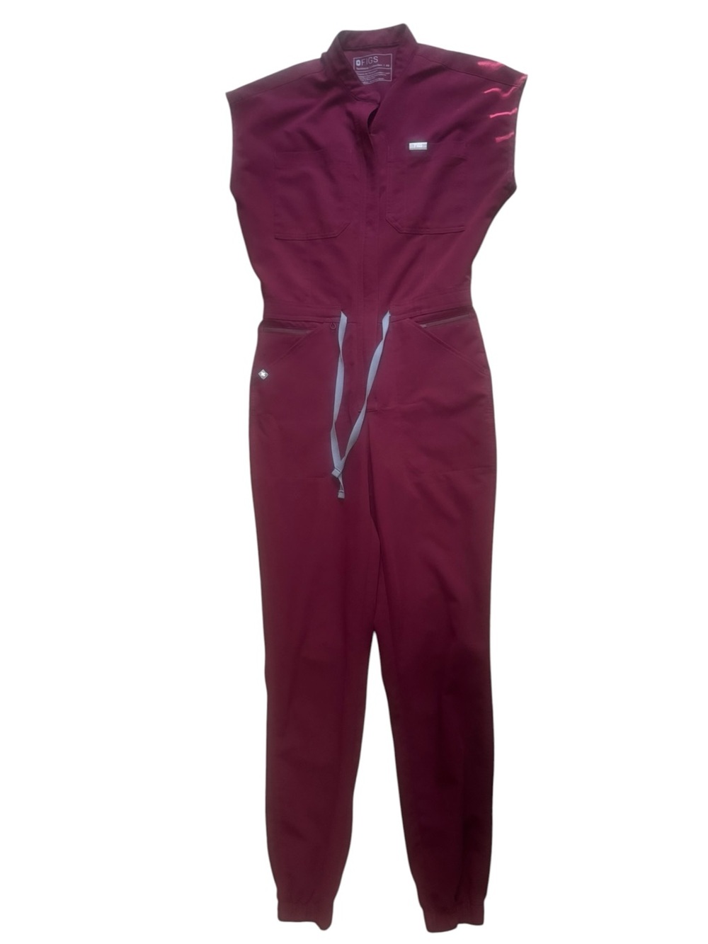 FIGS Rafaela Cargo Jumpsuit XS Regular Burgundy One-Piece Scrub Jogger
